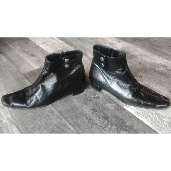 Coach Rossie Italian Black Patent Leather Women's Size 7.5 Ankle Boots - Picture 1 of 10